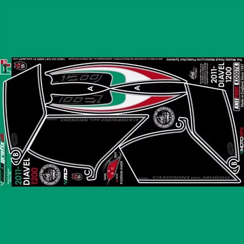 Neue Ware Motografix Tankschutz Knie Pads passend für Ducati Diavel 1200 KD007K