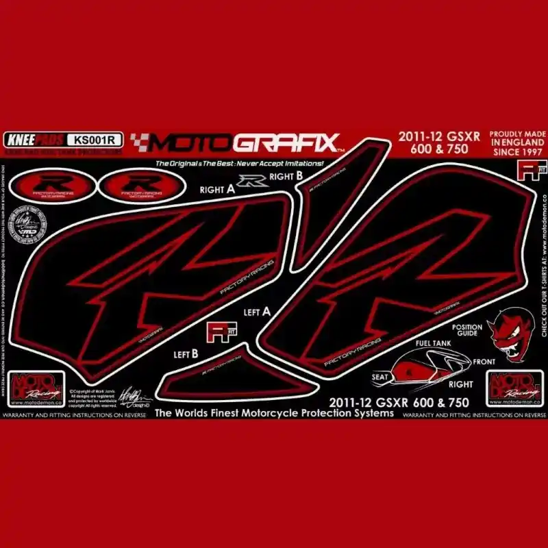 Preisreduziert Motografix Tankschutz Knie Pads passend für Suzuki GSX-R 750 / 600 2011