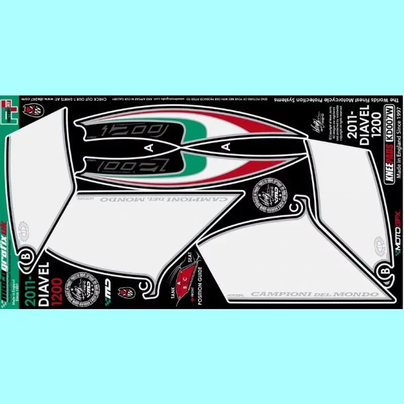 Super-Preis Motografix Tankschutz Knie Pads passend für Ducati DIAVEL 1200 KD007W