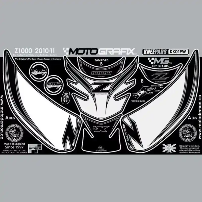 Sofort Bestellen Motografix Tankschutz Knie Pads passend für Kawasaki Z1000 2010-