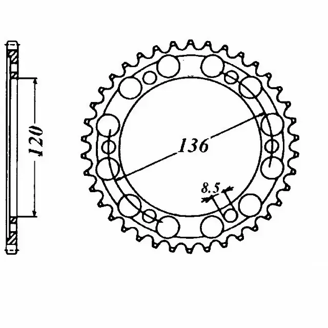Neuheit Kettenrad Stahl 48 Zähne Teilung 428 passend für Yamaha XT250