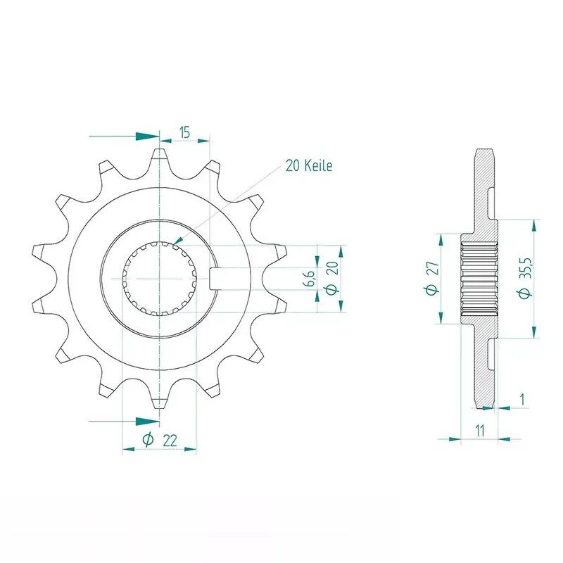 Neuheit Ritzel 14 Zähne Teilung 520 passend für Sherco