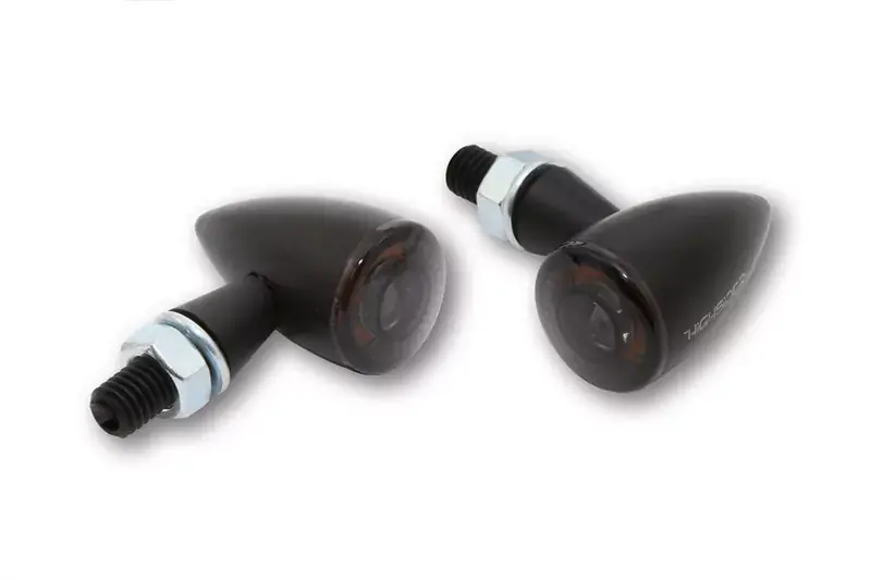 HIGHSIDER Pro Apollo Bullet LED Blinker Gehäuse Schwarz / Linse Rauchgrau (Paar), vorn & hinten Neu