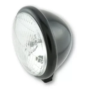 Neu Im Sortiment SHIN YO 5 3/4 Zoll Scheinwerfer Bates Style Schwarz Seidenmatt mit unterer Befestigung
