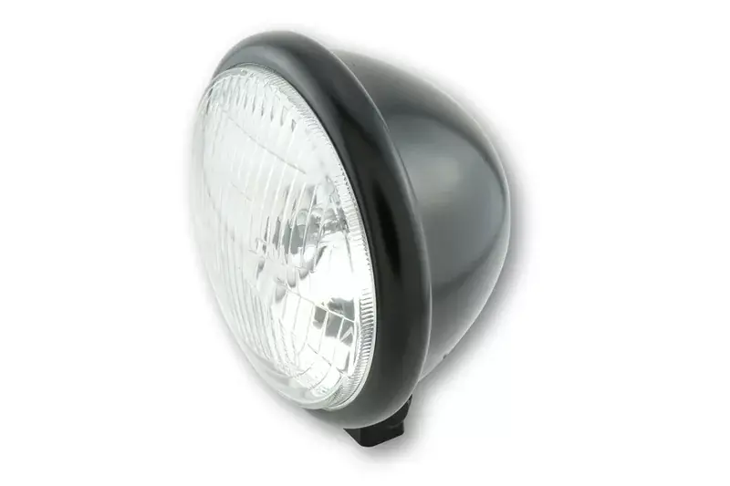 Neu Im Sortiment SHIN YO 5 3/4 Zoll Scheinwerfer Bates Style Schwarz Seidenmatt mit unterer Befestigung