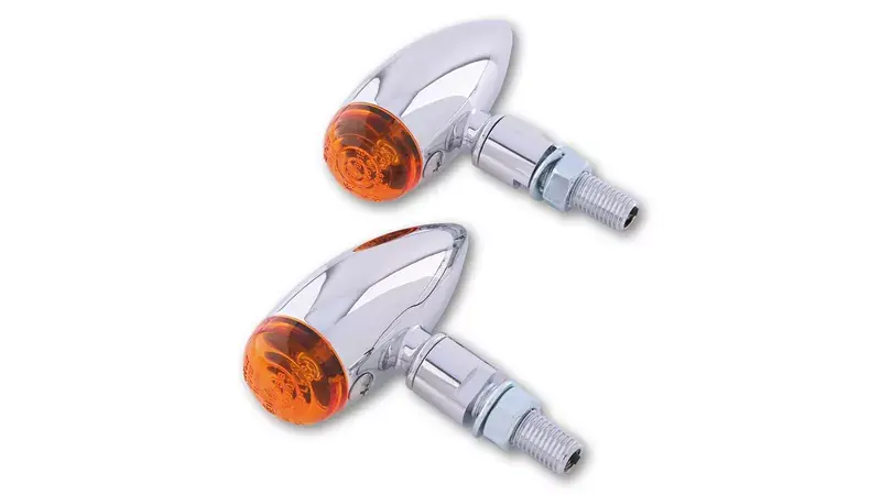 Zertifiziert SHIN YO Micro-Bullet Blinker Chrom mit orange Linse, Paar vorn & hinten