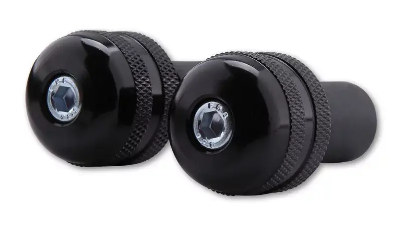 Saisonangebot SHIN YO Lenkerendgewichte schwarz gerändelt passend für Stahllenker
