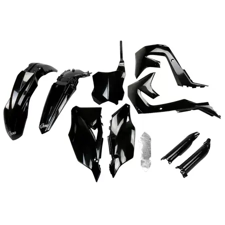 Plastik Kit mit Gabelprotektoren Kawasaki KX ab 2019 UFO schwarz Highlight