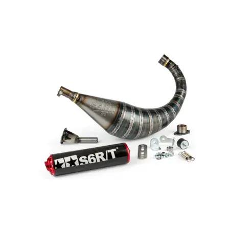 Auspuff Stage6 R/T 70 - 80 Derbi Schwarz / Rot Highlight