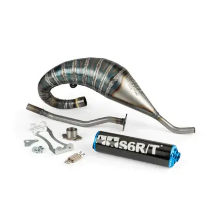 Neu Auspuff Stage6 R/T 70 - 80 high mount Derbi Schwarz / Blau