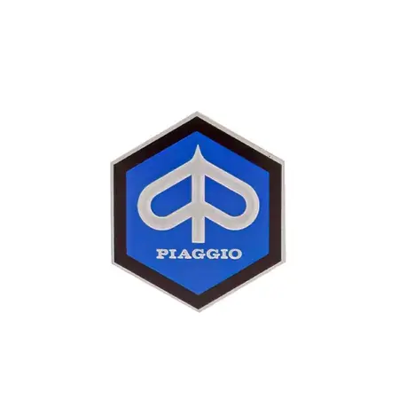 Neuheit Emblem Piaggio Sechseck Aluminium zum kleben 49x43mm