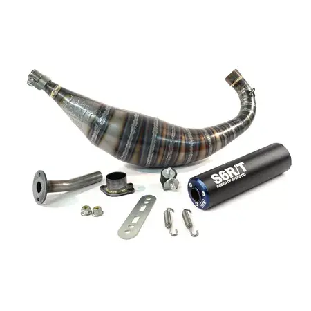 Auspuff Stage6 R/T 90 - 100cc CNC Blau / Schwarz Derbi Expressversand