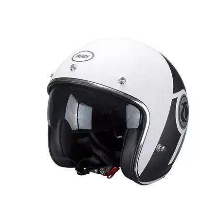 Jethelm m. Sonnenblende Trendy T-104 Herby weiß / schwarz / grau glänzend Neue Kollektion