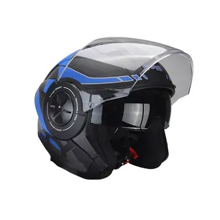 Jethelm Doppelvisier Trendy T-405 Kamak grau / blau matt Solange Der Vorrat Reicht
