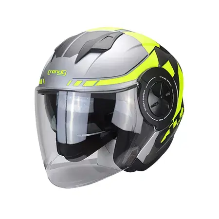 Letzte Chance Jethelm Doppelvisier Trendy T-405 Kamak grau / gelb matt