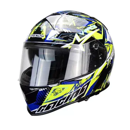 Integralhelm Doppelvisier Trendy T-602 Skiddy blau / gelb glänzend Sichere Zahlung