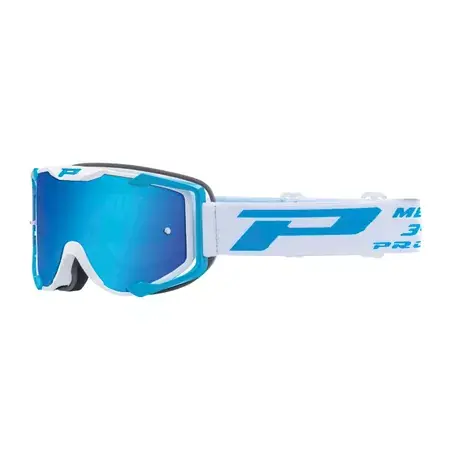 Abverkauf Crossbrille ProGrip 3404 weiß/blau mit blauem Glas verspiegelt
