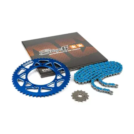 Nur Für Kurze Zeit Kettensatz 14x53 - 420 Stage6 Alu CNC blau Derbi Senda X-treme