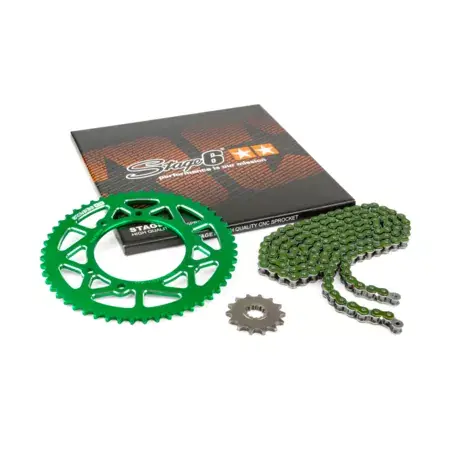 Kettensatz 13x53 - 420 Stage6 Alu CNC grün Rieju MRT Direkt Vom Hersteller