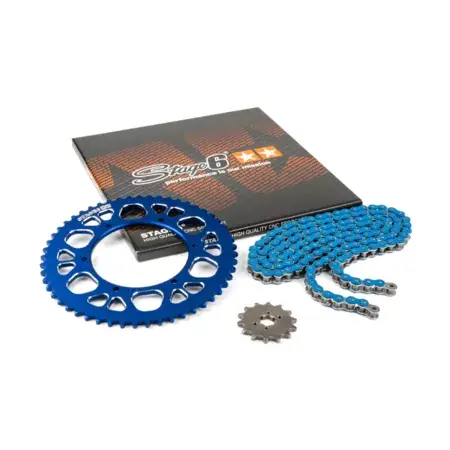 Zertifiziert Kettensatz 14x53 - 420 Stage6 Alu CNC blau Aprilia SX 50