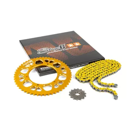 Kettensatz 13x53 - 420 Stage6 Alu CNC gelb Aprilia SX 50 Aktuell