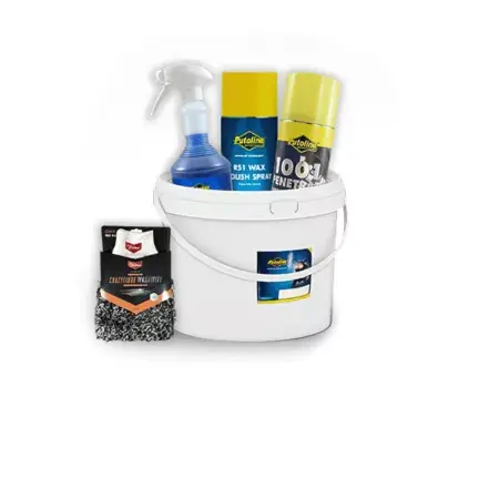 Geprüft Pflegekit Putoline RS1 Wash / Wax / PTFE Spray / Handschuhe / Eimer
